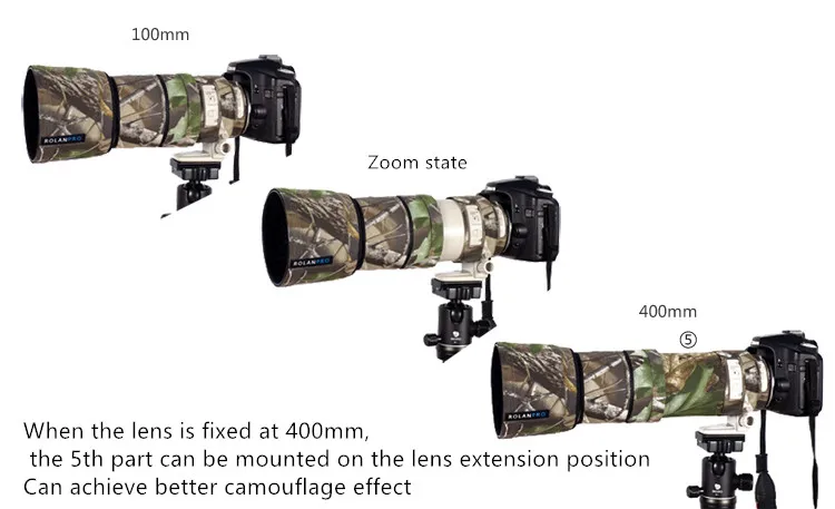 Линзы rolanpro Камуфляжный Плащ дождевик для Canon EF 100-400 мм f4.5-5 6 L IS USM защитный чехол
