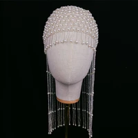 white pearls tassel headpiece for arab bride luxury head jewelry voile femme musulman %d8%ad%d8%ac%d8%a7%d8%a8 %d8%a7%d8%b3%d9%84%d8%a7%d9%85%d9%8a