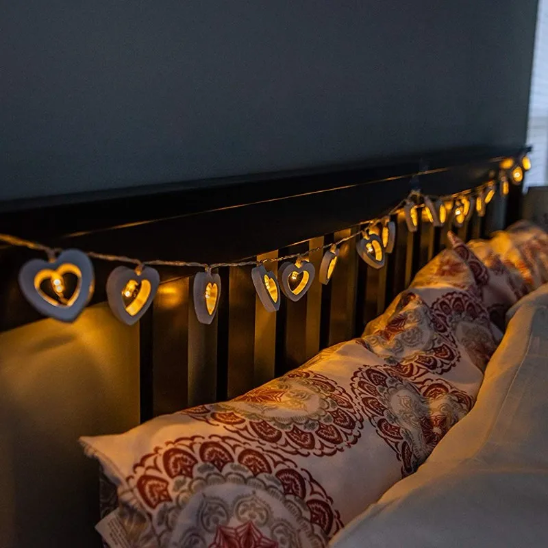 

Fairy Light String Wood Love LED Garland Lamp Chain Garden Christmas Tree Valentine Wedding Halloween Party Outdoor Decorations