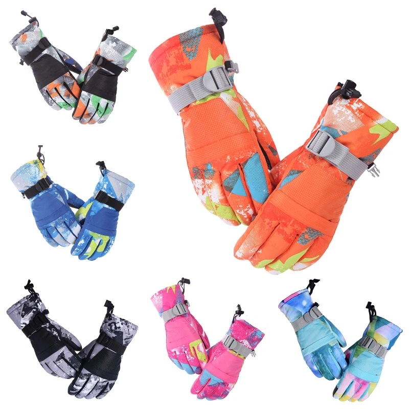 

Kids Children Winter Warm Mountain Snowboard Touch Screen Ski Gloves Waterproof Full Finger Mittens for Outdoor Sports R58B