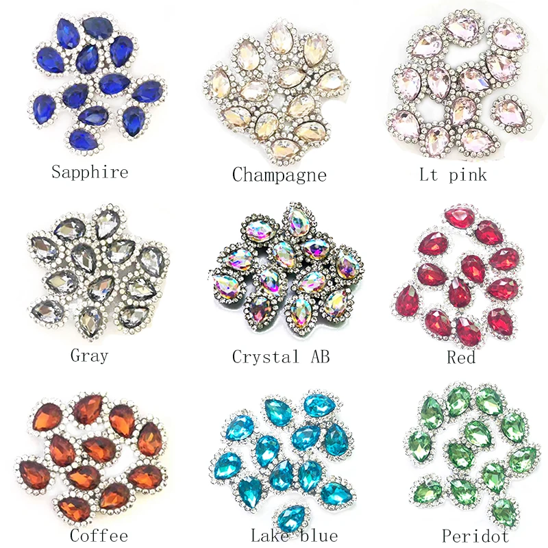 50 шт. цветные каплевидные Стразы 11 х14 мм с кружевными крапанами|Стразы| |