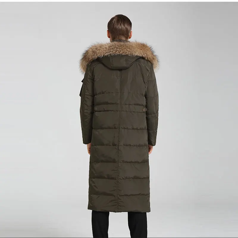2020 New Fashion Men's Winter Parka Men Long Polyester Down Jacket With Fur Hood Male Thick Padded Coat Warm Windbreaker