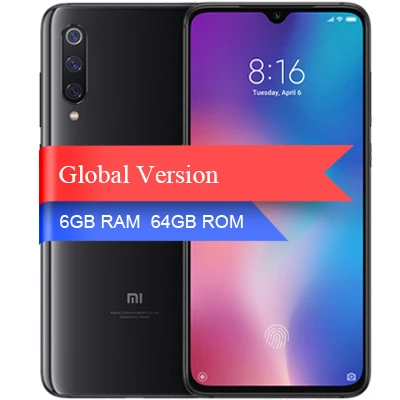 Black 64G Глобальная версия Xiaomi Mi 9 6 ГБ 64 Гб мобильный телефон Snapdragon 855 Восьмиядерный 6,3" AMOLED полноэкранный 48MP задняя камера смартфон - Цвет: Black 64G