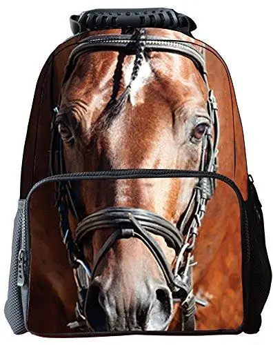 

16" Animals Daypack Horse Head Canvas Bag Shoulder Pack Pouch Carrier For Boys Girls 3D Cute Backpack School Bag Lightweight Bag
