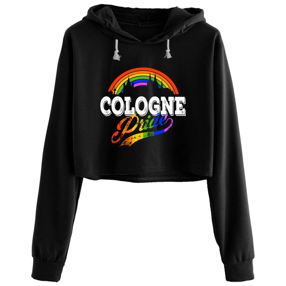 

Cologne Pride Lgbt Gay Pride Rainbow Crop Hoodies Women Goth Grunge Harajuku Anime Pullover For Girls