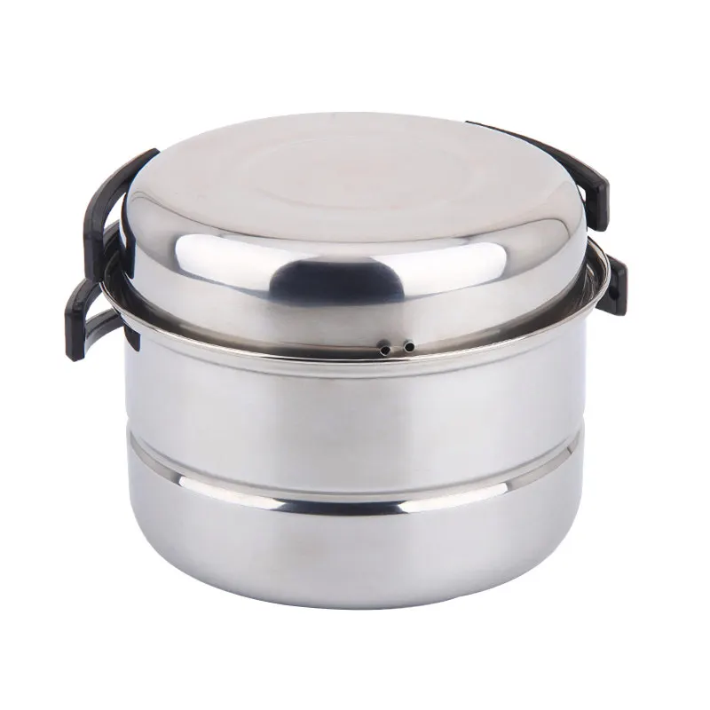 

3pcs Outdoor Pan Set Stainless Steel Plate Stacking Pots Hiking Picnic Pot Camping Hiking Cookware Picnic Cooking Bowl Pot