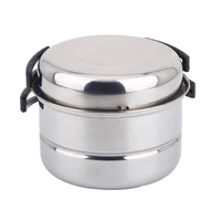 3pcs outdoor pan set stainless steel plate stacking pots hiking picnic pot camping hiking cookware picnic cooking bowl pot