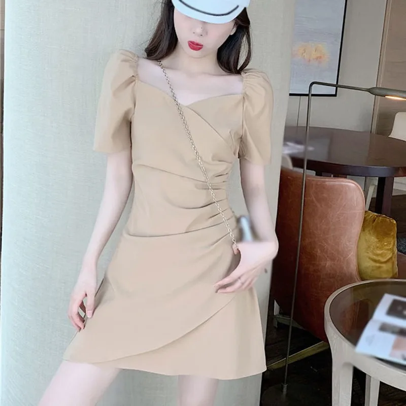 

Women's Solid Square Collar Fashion Slim Sexy Dresses 2020