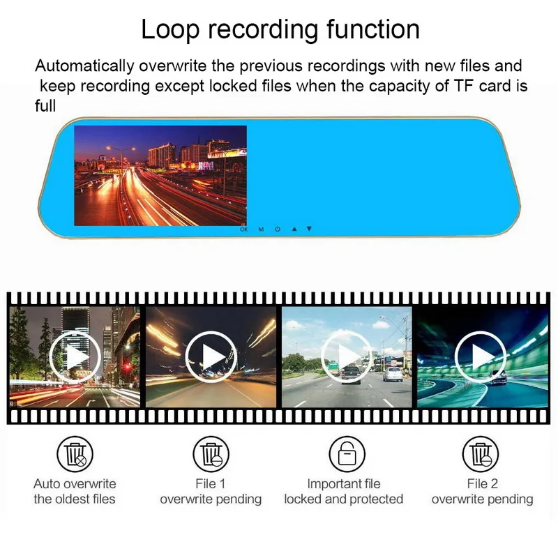 Автомобильный видеорегистратор TOSPRA 4 0 дюйма Full HD 1080P циклическая запись |