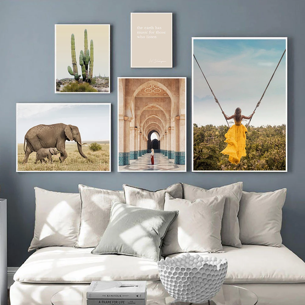 Кактус кактус горячий воздушный шар слон марокканский постер настенное