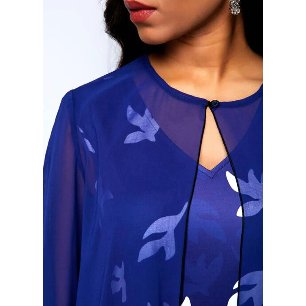 

Spring Summer Dress Women 2020 Elegant Sexy V Neck Print Chiffon Bodycon Dresses Cloak Set Casual Plus Size Slim Party Dress 5XL