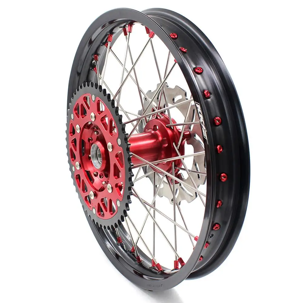 Полный комплект колес KKE 21/19 CNC MX для SUZUKI RMZ250 2007-2021 RMZ450 2005-2021 красная Передняя соска