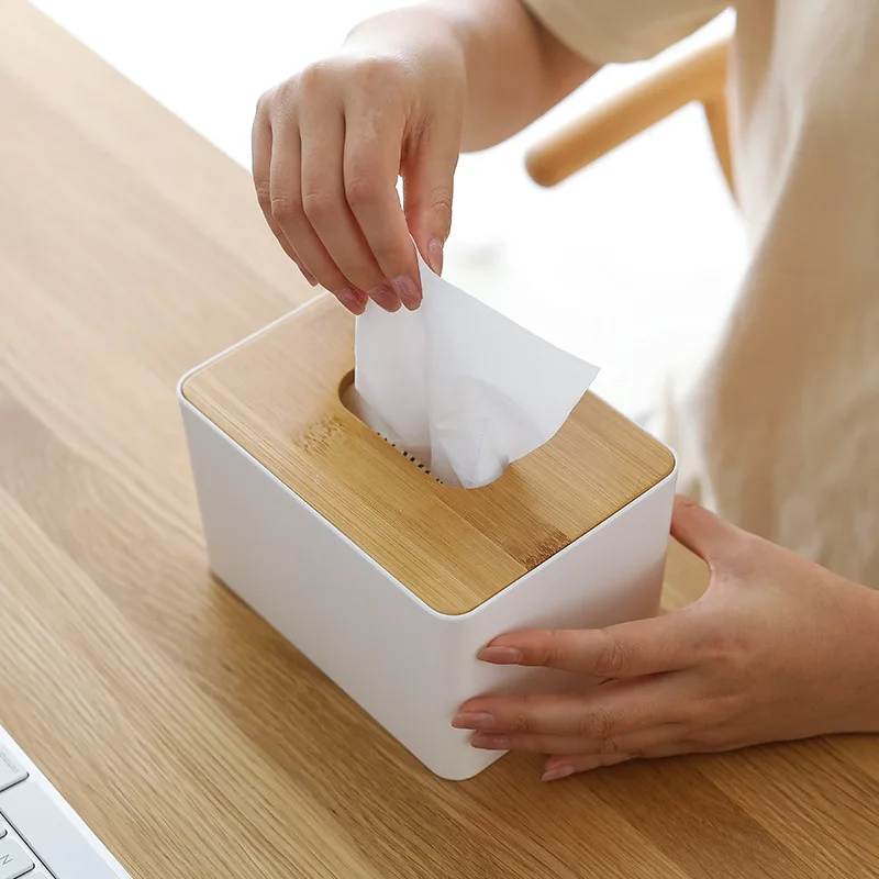 

Household bamboo cover tissue box living room tea table creative napkin storage box tissue tube desktop simple carton