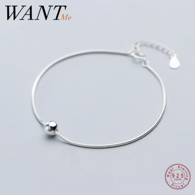Женский блестящий браслет WANTME минималистичный из 100% стерлингового серебра 925