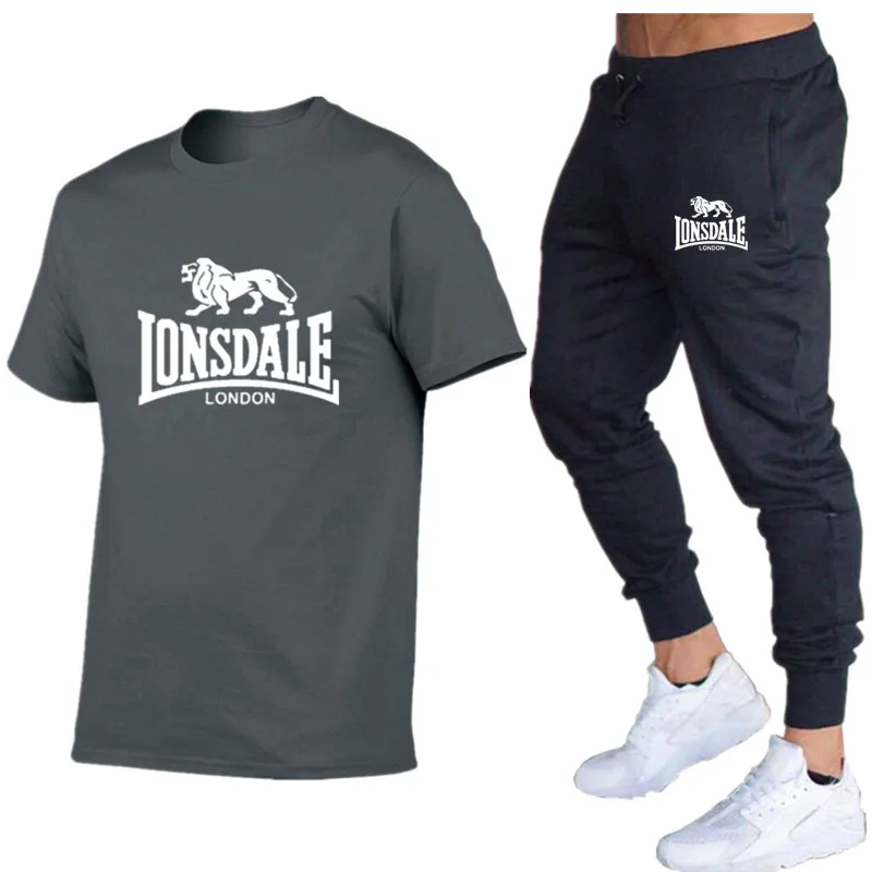 Летние Забавные футболки футболка с коротким рукавом и брюки Lonsdale уличная