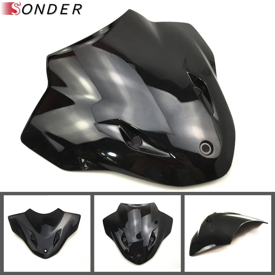 Черный мотоцикл лобовое стекло для BMW S1000R S 1000R 1000 R 2014-2018 двойные Пузырьковые