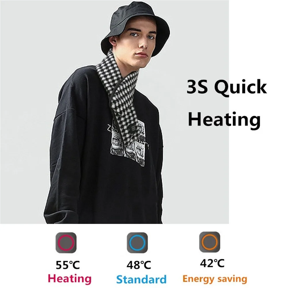 

Winter Scarf Warm Usb Rechargeable Electric Heaters Shawl Men Women Heating Scarf Couple Scarf Washable Neckerchief