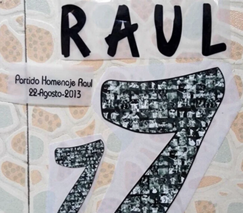 2013 Сантьяго Бернабеу трофей партия homenaje Raul 22-Agosto-2013#7 Raul nameset, название нумерации Патч Знак