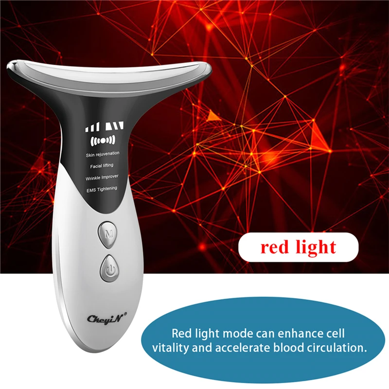 

EMS Vibration LED Photon Therapy Neck Face Slimming Lifting Massager Skin Rejuvenation Double Chin Wrinkle Remover Beauty Device