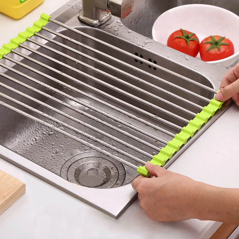 

Dry Drain Rack Multi-Purpose Kitchen Drain Rack Sink Fruit Vegetable Meat Tray Storage Box Multi-Function Tray Foldable
