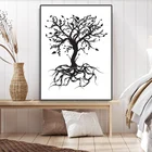 Холст с изображением дерева жизни и плаката, настенная Картина на холсте, современная абстрактная черная и белая картина для гостиной, домашний декор