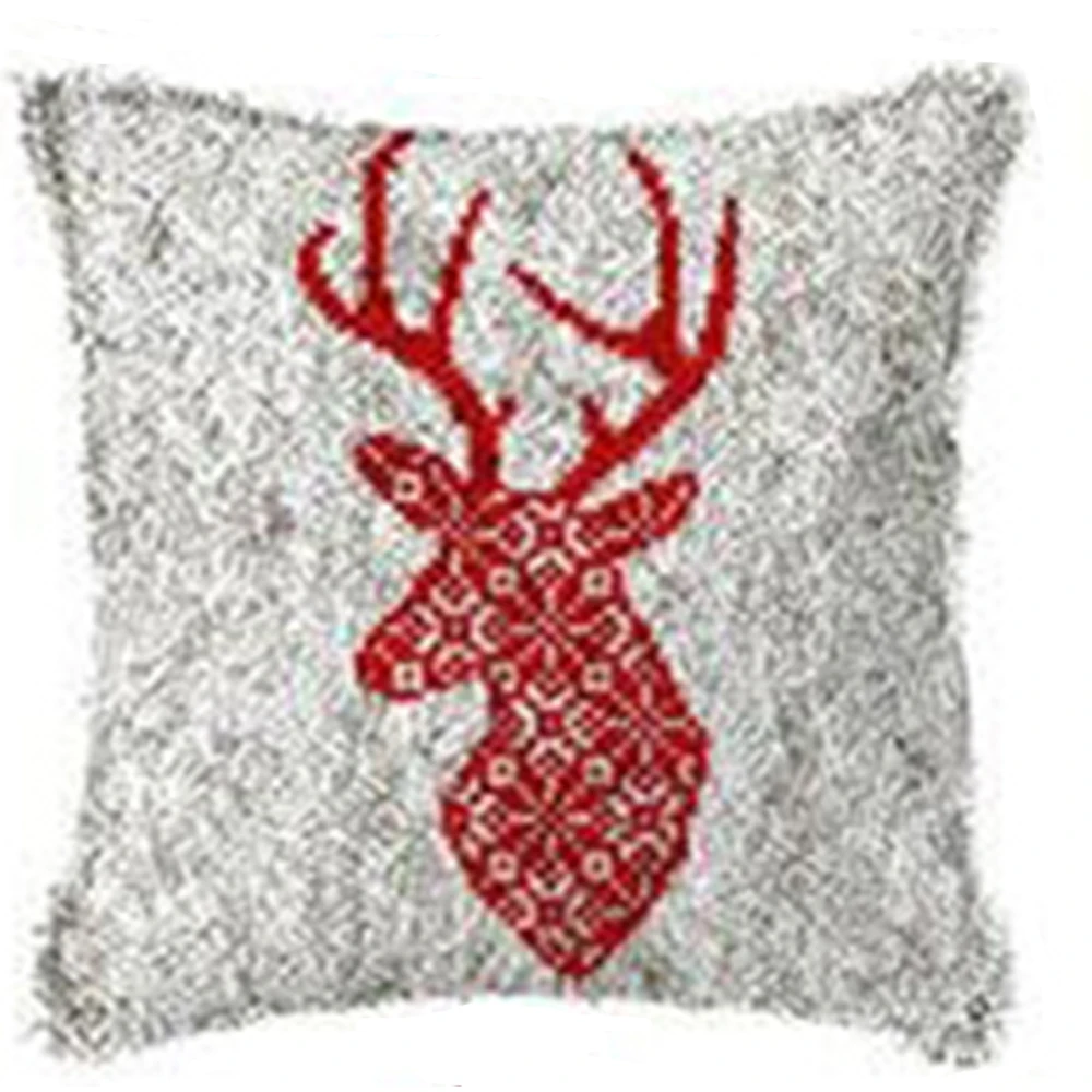 

Latch hook kit Decorative cushions with Pre-Printed Pattern Foamiran for needlework Embroidery kit Home decoration Antlers