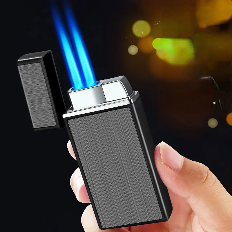 

High Firepower Straight Into Double Flame Lighter Plastic Shell Inflatable Lighter Smoking Accessories for Weed Gadgets for Men