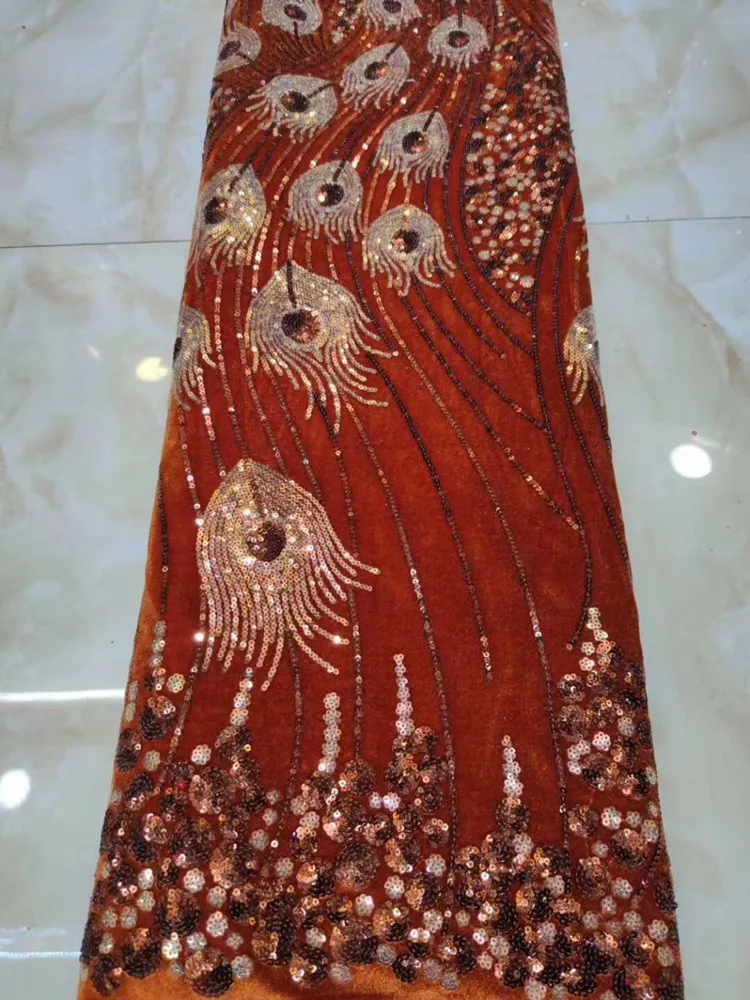 Модная бархатная вышивка с перьями Феникса расшитая блестками