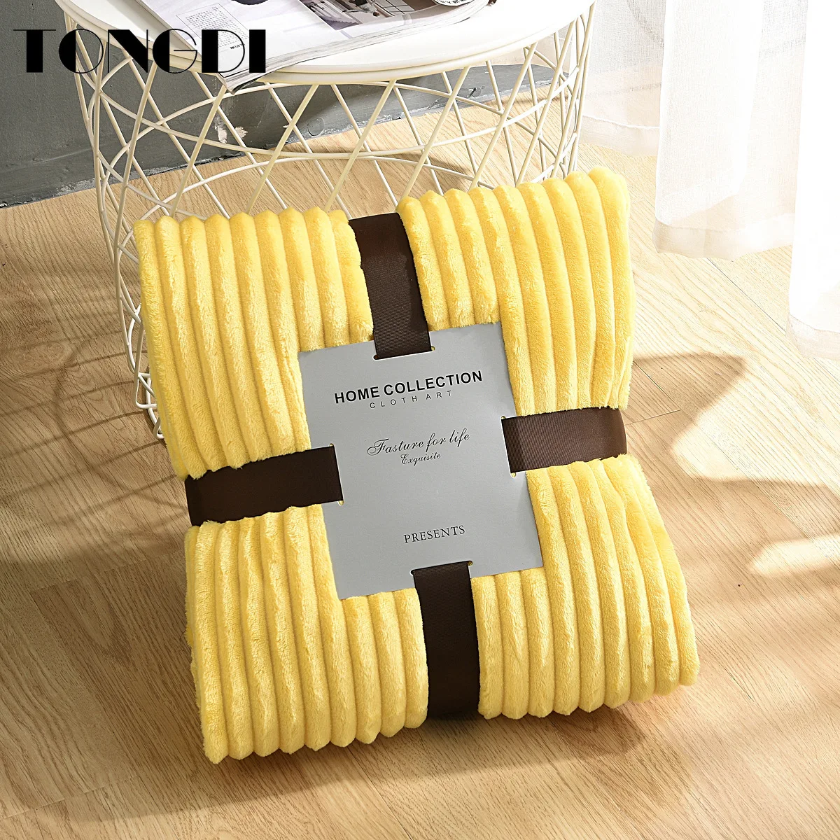 Модное однотонное вертикальное мягкое теплое легкое Флисовое одеяло TONGDI на