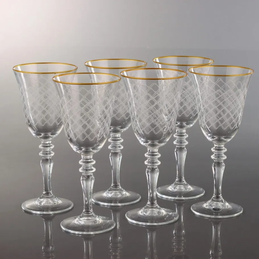 Pasabahce Crystal Looking gold Gilded Baradak Tackle Water Cup Beverage Goblet Tableware Sets |