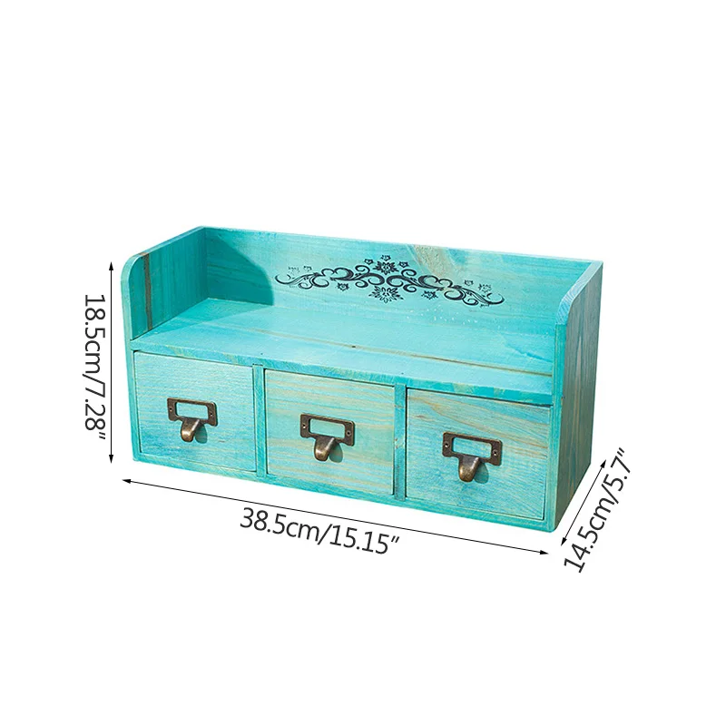 

Strongwell Europe Vintage Solid Wood Drawer Jewelry Storage Box Treasure Chest Organizer Desktop Cabinet Desk Home Decoration