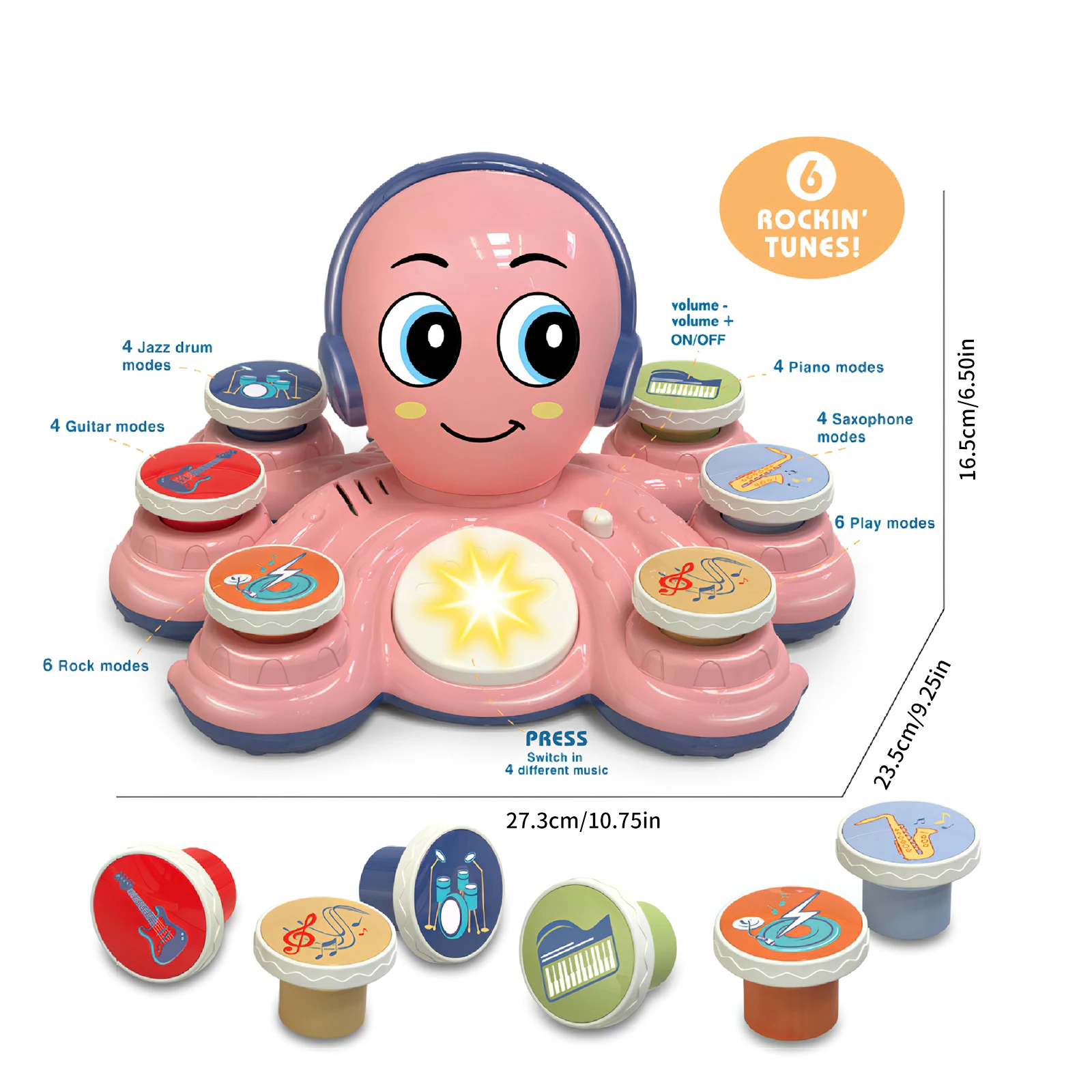 

Baby Electric Toy With Light Music Instrument Cute Animal Octopus Crab for Kids Baby Infant Toy Indoor Outdoor Fun Fidget Toys