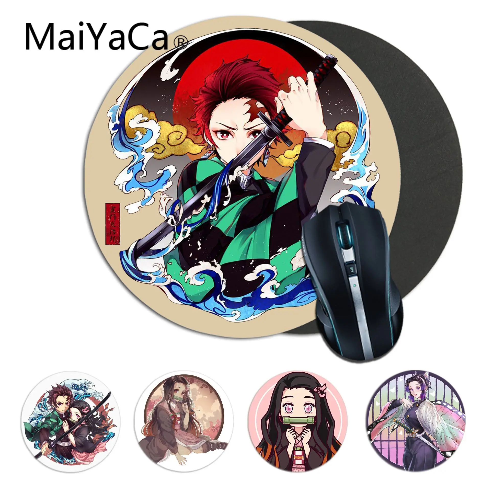 

MaiYaCa Kimetsu no Yaiba японский аниме игровой круглый коврик для мыши Компьютерные коврики коврик для ПК ноутбук для геймеров Настольный коврик