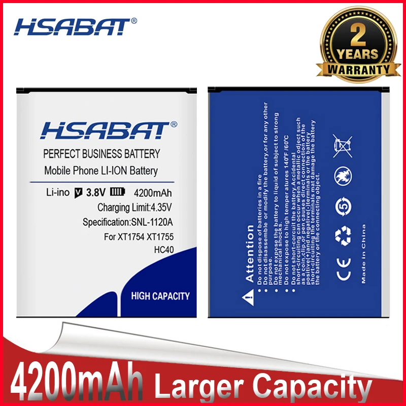 Аккумулятор HSABAT 0 Cycle 4200mAh HC40 для Motorola Moto XT1754 XT1755 XT1758 M2998 высококачественный