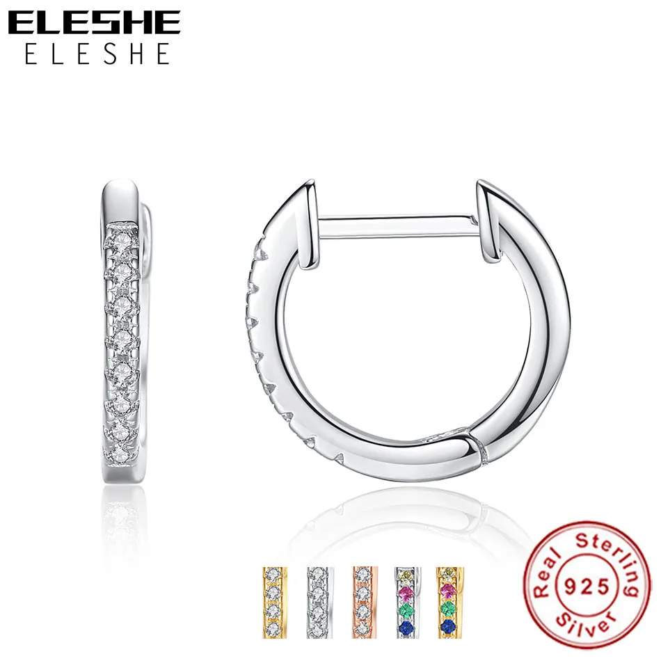 Женские круглые серьги кольца ELESHE сверкающие из 100% стерлингового серебра 925