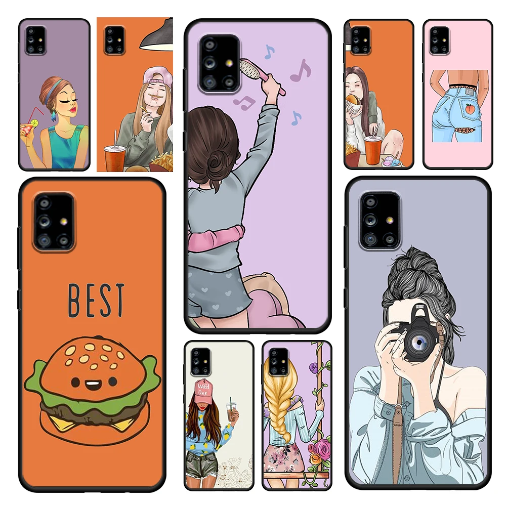 

Best Cute Friends Playing For Samsung Galaxy A72 A52 A71 A51 A42 A02S A91 A81 A41 A31 A21 A01 Soft Black Phone Case Cover