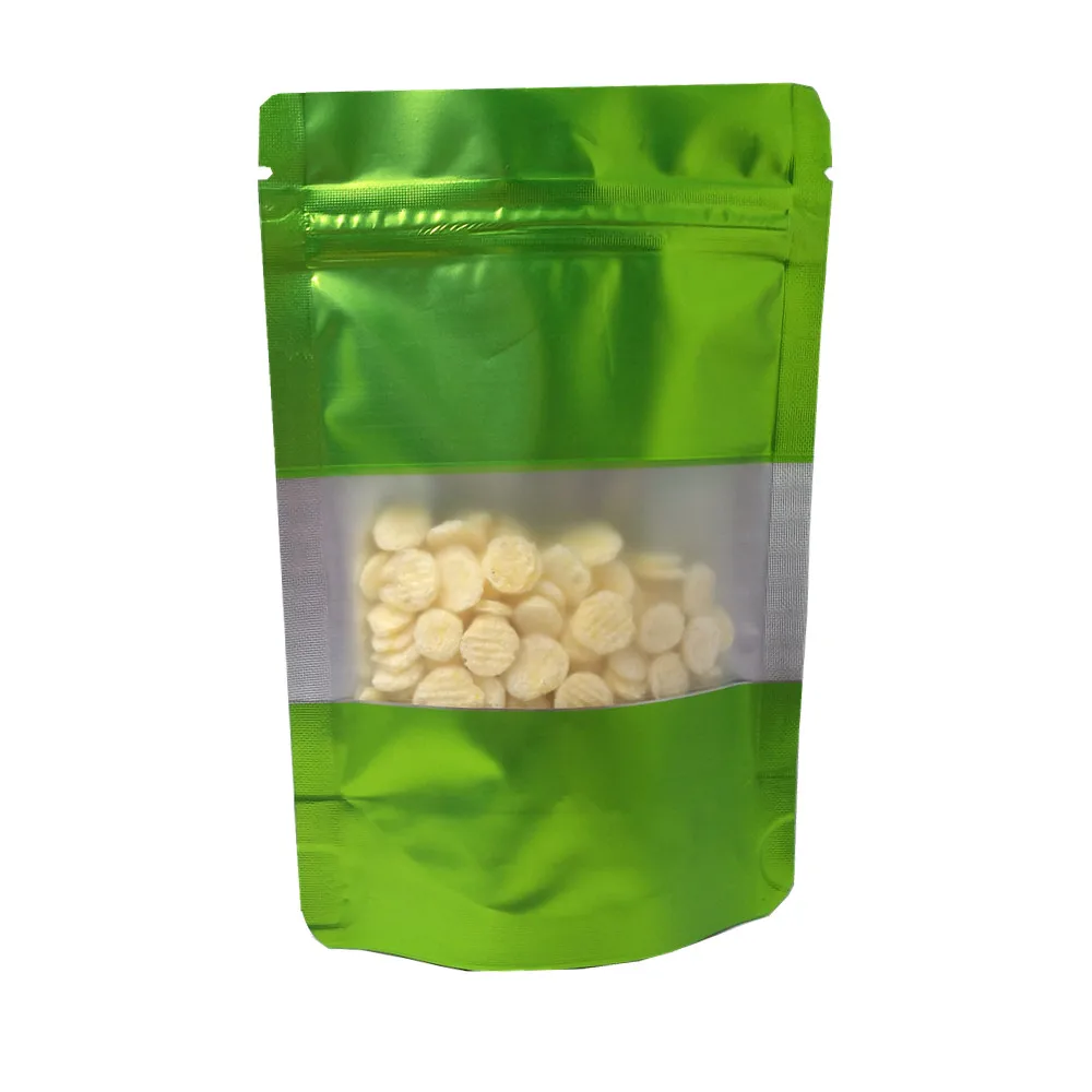 100 шт пакет с замком-молнией матовый зеленый из алюминиевой фольги посылка для