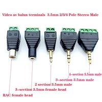 2pcsbag video av balun terminals 3 5mm 234 pole stereo male brand new gold plated 3 5mm stereo plug