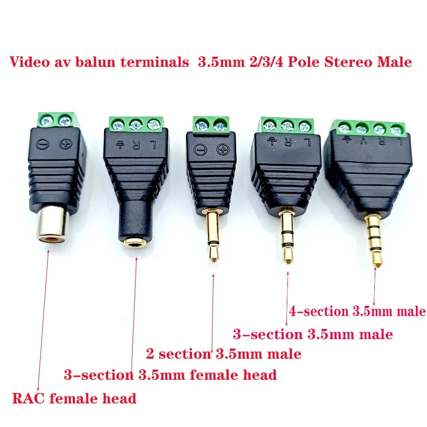 2 шт. пакет стерео-разъем для видеосъемки av balun 3 5 мм 2/3/4 Pole позолоченный штекер |