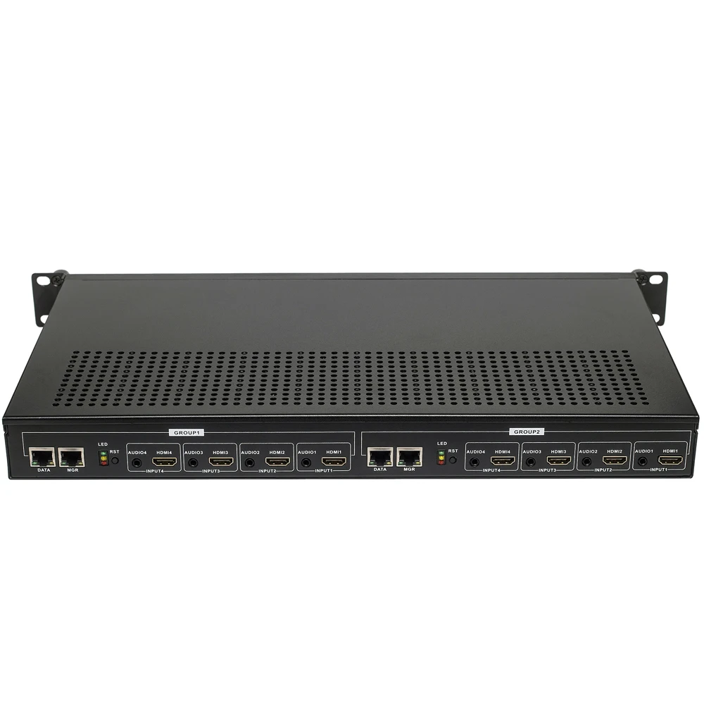 1U Rack HEVC H.265 H.264 HDMI видео поток кодировщик прямая передача HD IPTV кодировщик 8 каналов HDMI к HTTP RTSP RTMP кодировщик