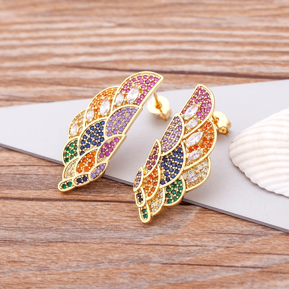 Богемные классические серьги в форме Павлиньего хвоста медные циркониевые