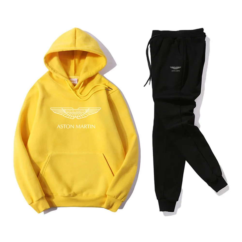 

Men's Aston Martin Logo Spring Autumn Hoodie + Pantsuit Sportswear Casual Pullover Hoodie 24 Colors Long Sleeve Sportwear Suit