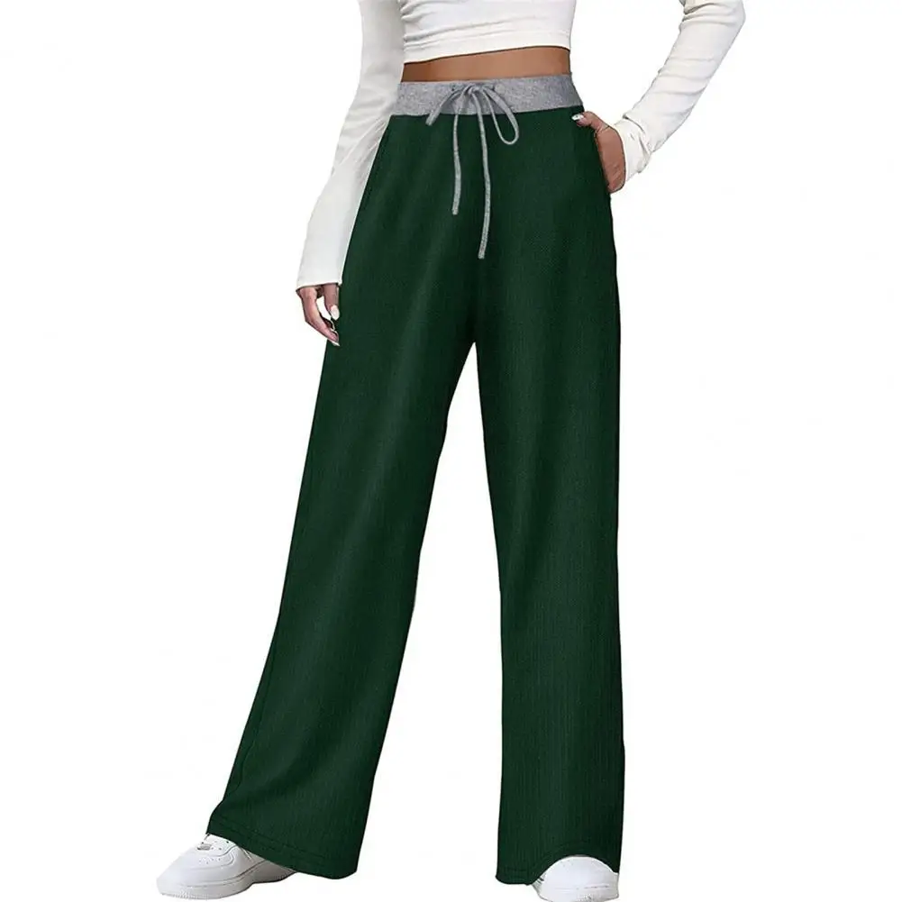 

Winter Pants Drawstring Casual Wide Leg Contrast Color Drawstring Pants