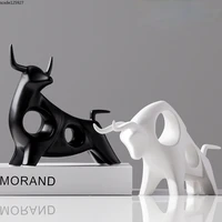 european style simple black and white cow sculpture ceramic abstract animal figurines countertop furnishings home accessories
