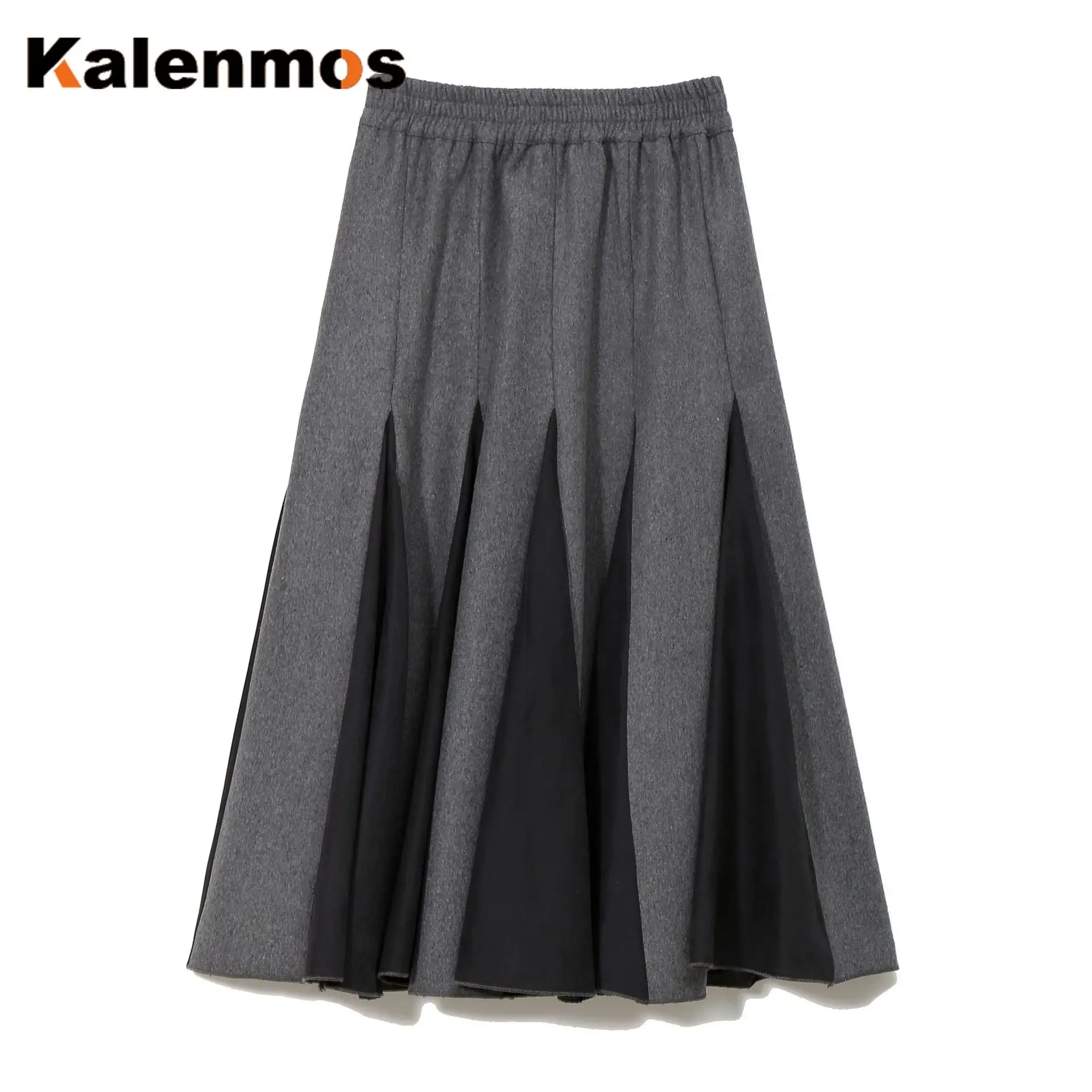 

Skirt Women Autumn Winter Elegant Vintage Splice Draped Ladies High Waist Chic Work Casual A-line Skirt Korean Japan Streetwear