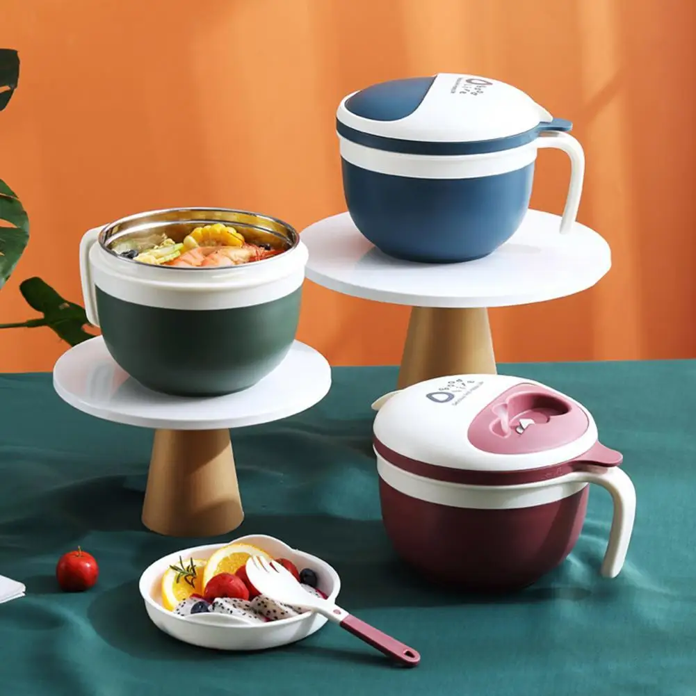 

Портативный термоконтейнер для ланча, пищевой контейнер, устойчивый к ржавчине, нержавеющая миска для лапши быстрого приготовления с крышк...