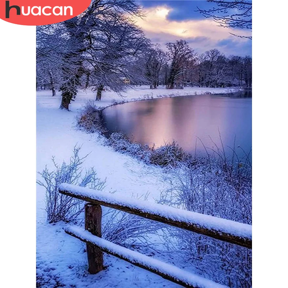 

HUACAN Paint By Number Winter Kits Handpainted Picture By Number snow landscape Drawing On Canvas Children's Room Decor