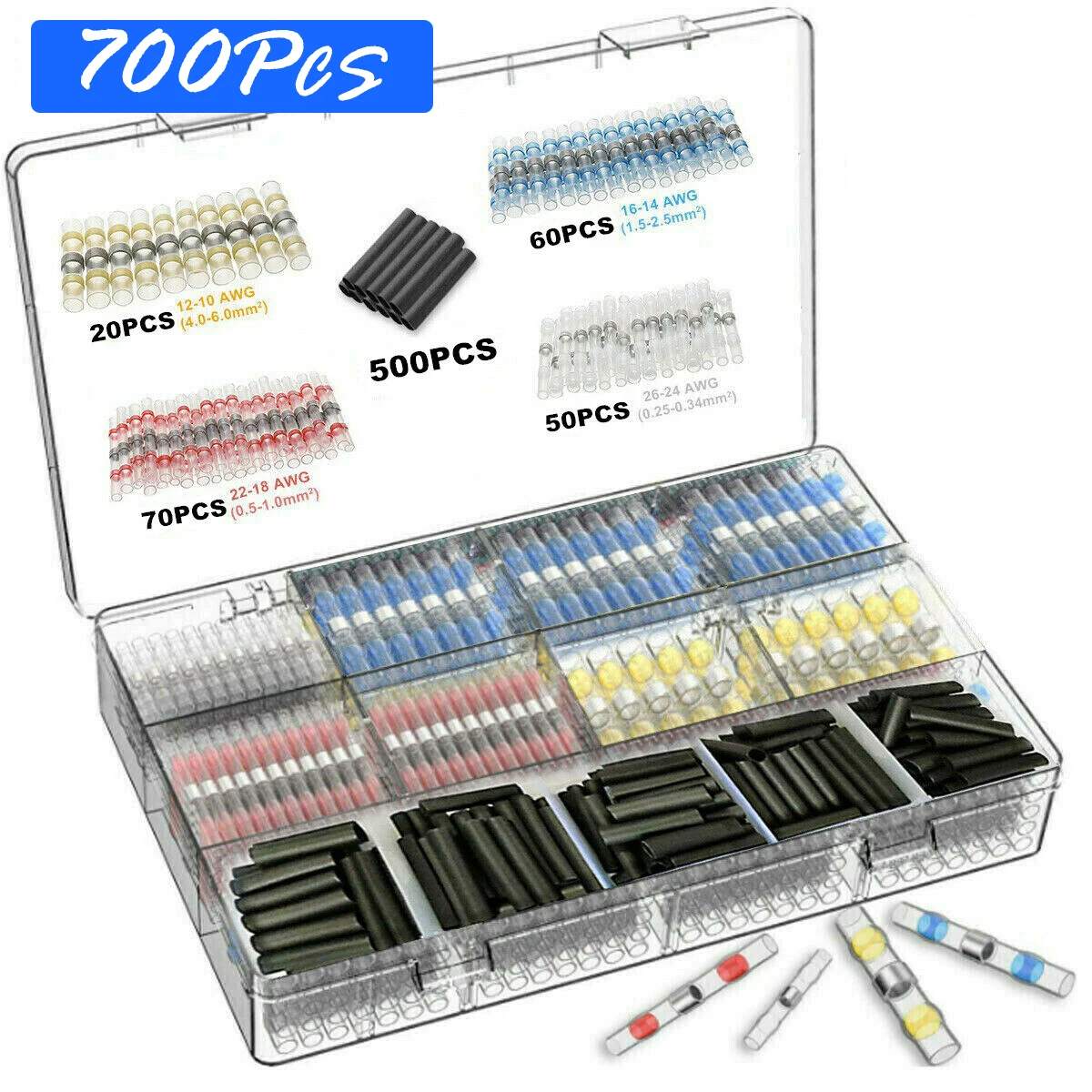 

700 шт. Термоусадочные Провода электрические разъемы под пайку уплотнение рукава Водонепроницаемый кабель соединения консервы терминал авт...