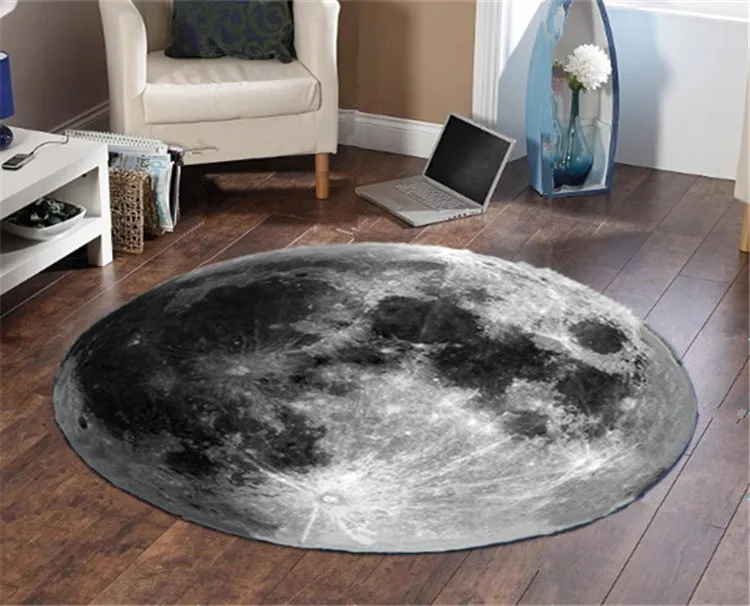 Круглый ковер с 3D изображением земли и Луны, ковер для гостиной, для детей, для мальчиков, для спальни, круглый коврик для дома