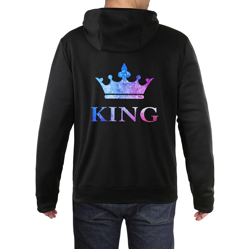 

One Piece Queen King Crown Print Hooded Long Sleeve Couple Sweater Sexy Fashion Letter Women Hoodie 2020 Women's Clothing